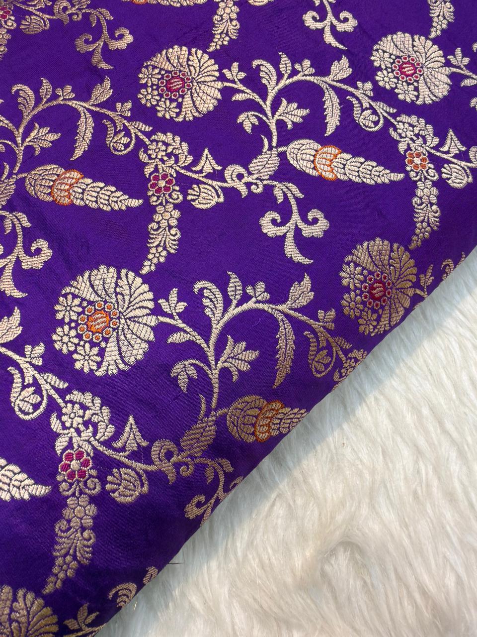 Pure Banarasi Brocade Puurple Colour Fabrics