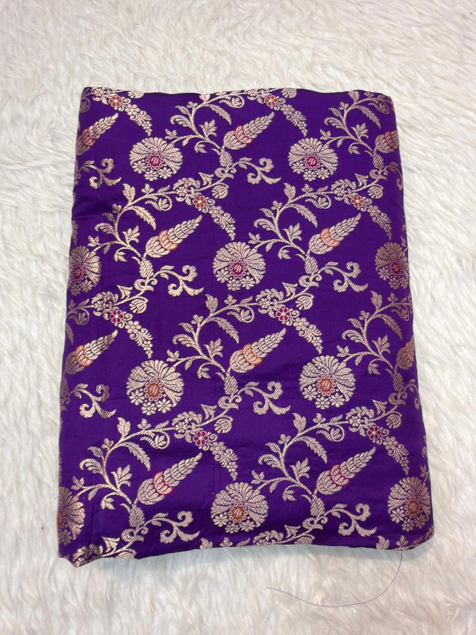 Pure Banarasi Brocade Puurple Colour Fabrics