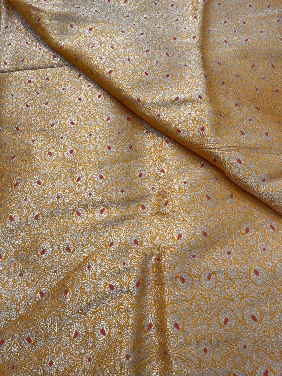 Pure Banarasi Brocade Yellow Colour Fabrics