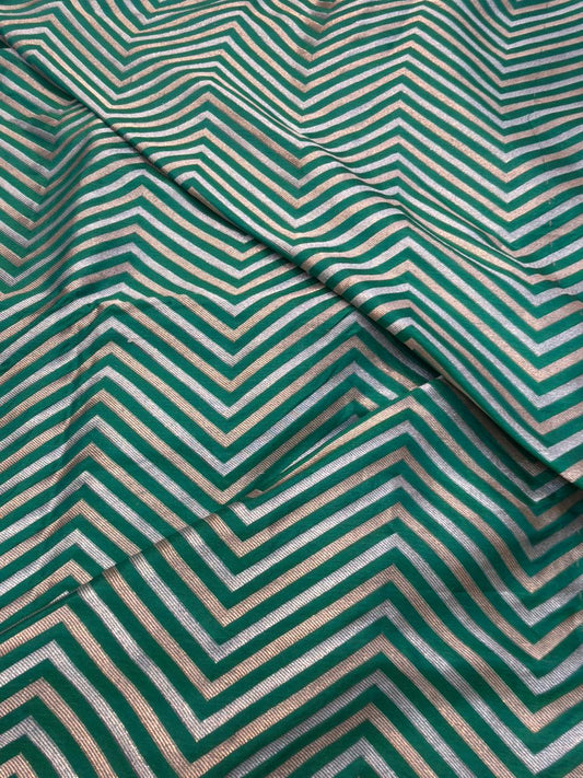 Pure Banarasi Brocade Green Colour Fabrics