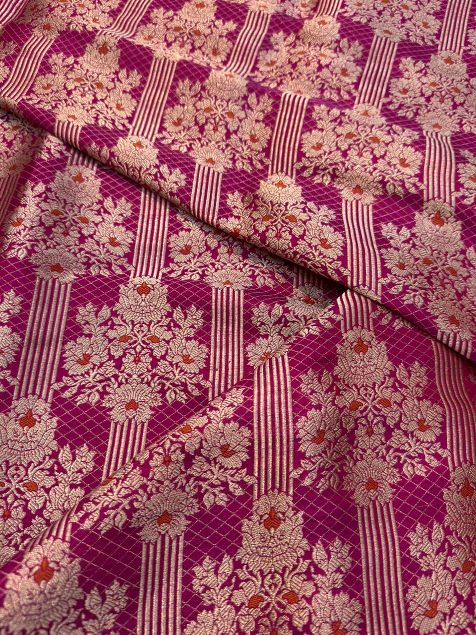 Pure Banarasi Brocade Rani Pink Colour Fabrics