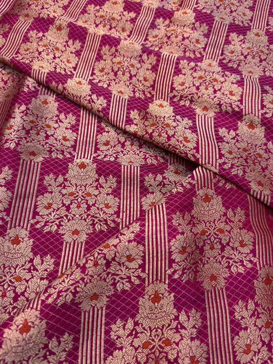 Pure Banarasi Brocade Rani Pink Colour Fabrics