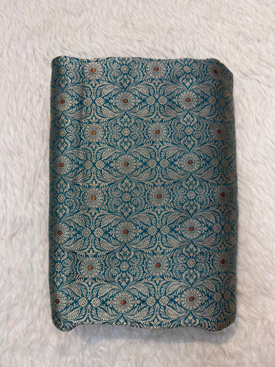Pure Banarasi Brocade Blue Colour Fabrics
