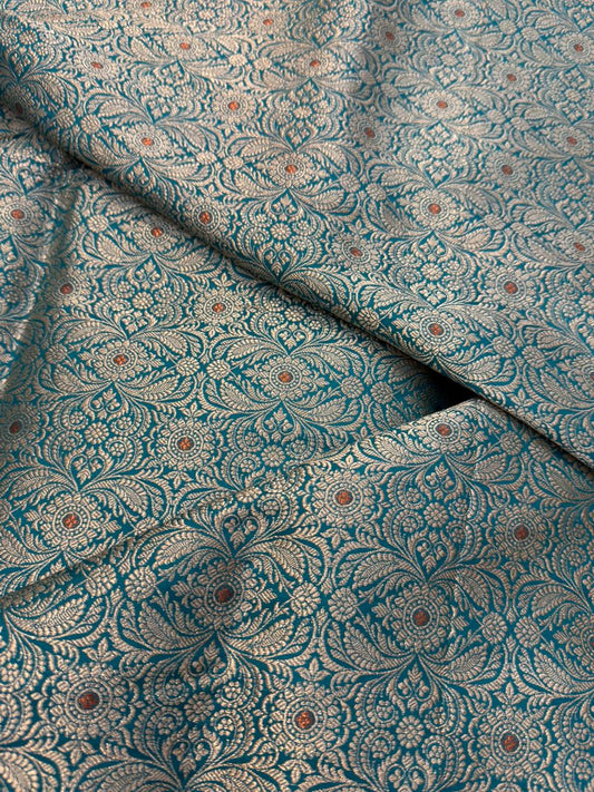 Pure Banarasi Brocade Blue Colour Fabrics