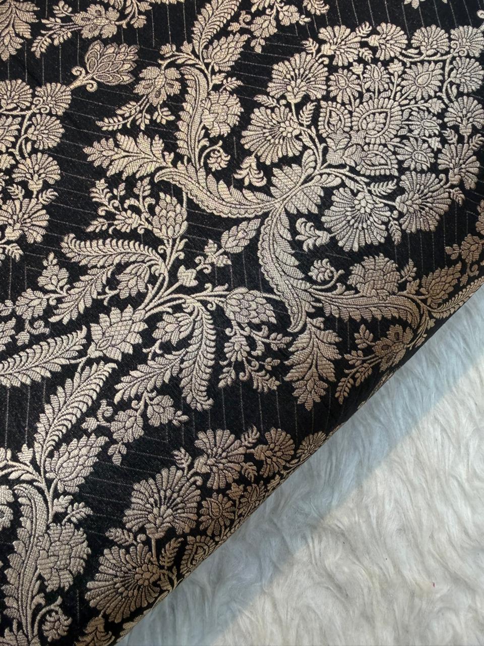 Pure Banarasi Brocade Black colour Fabrics