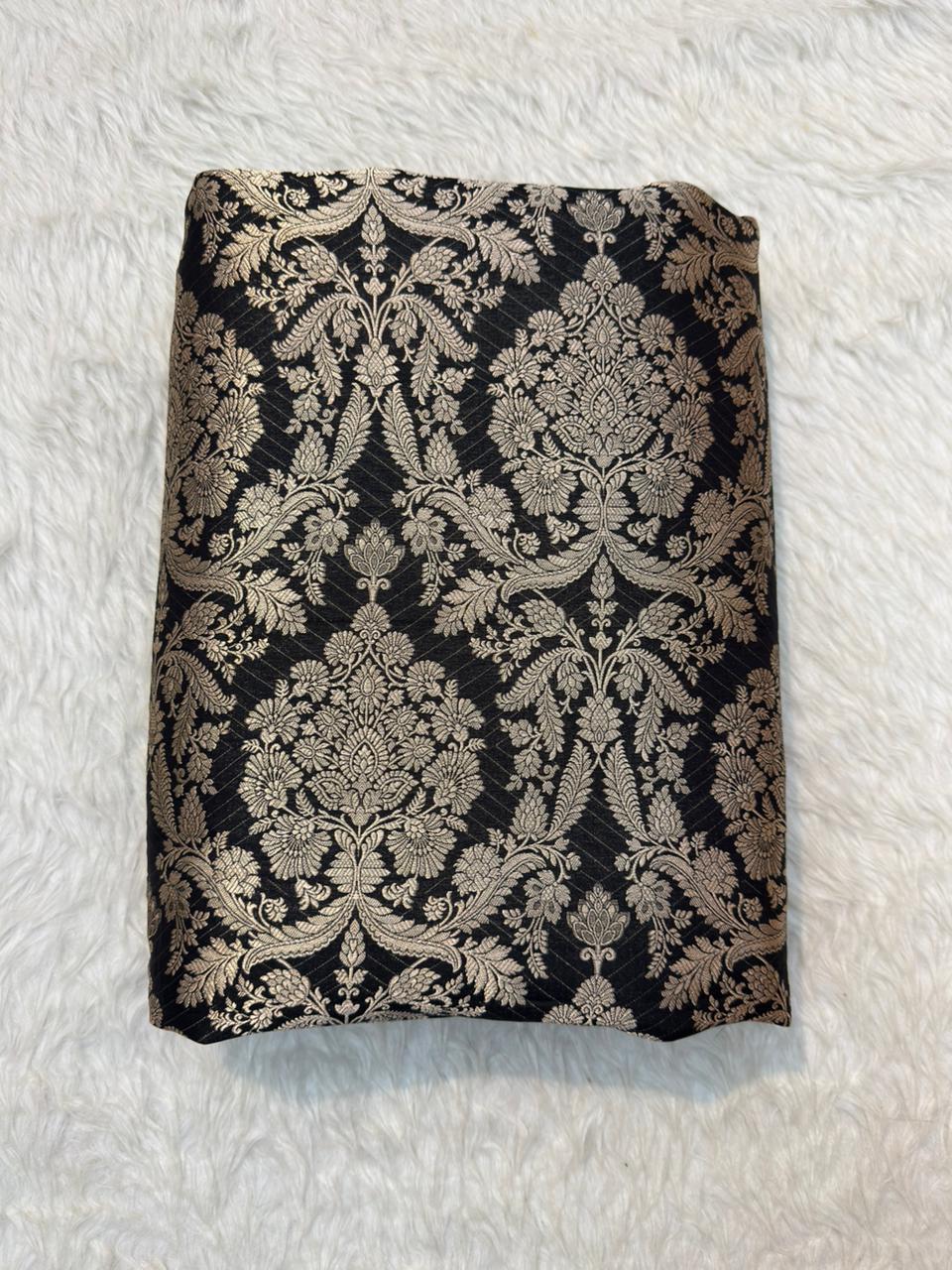 Pure Banarasi Brocade Black colour Fabrics