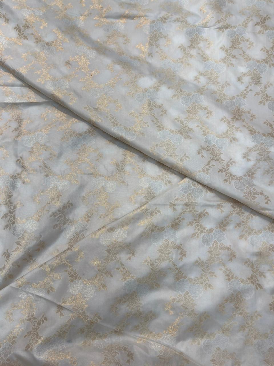 Pure Banarasi Barocade White Colour Fabrics