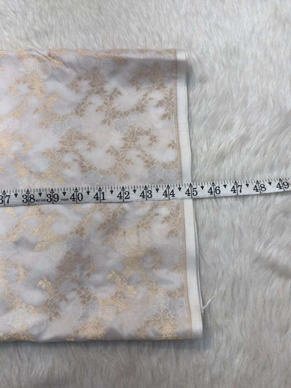 Pure Banarasi Barocade White Colour Fabrics