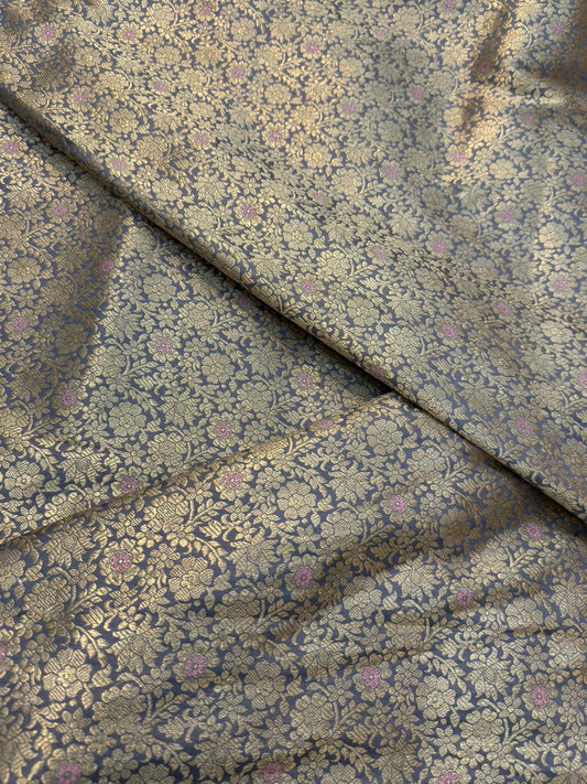 Pure Banarasi Brocade Gray Colour Fabrics