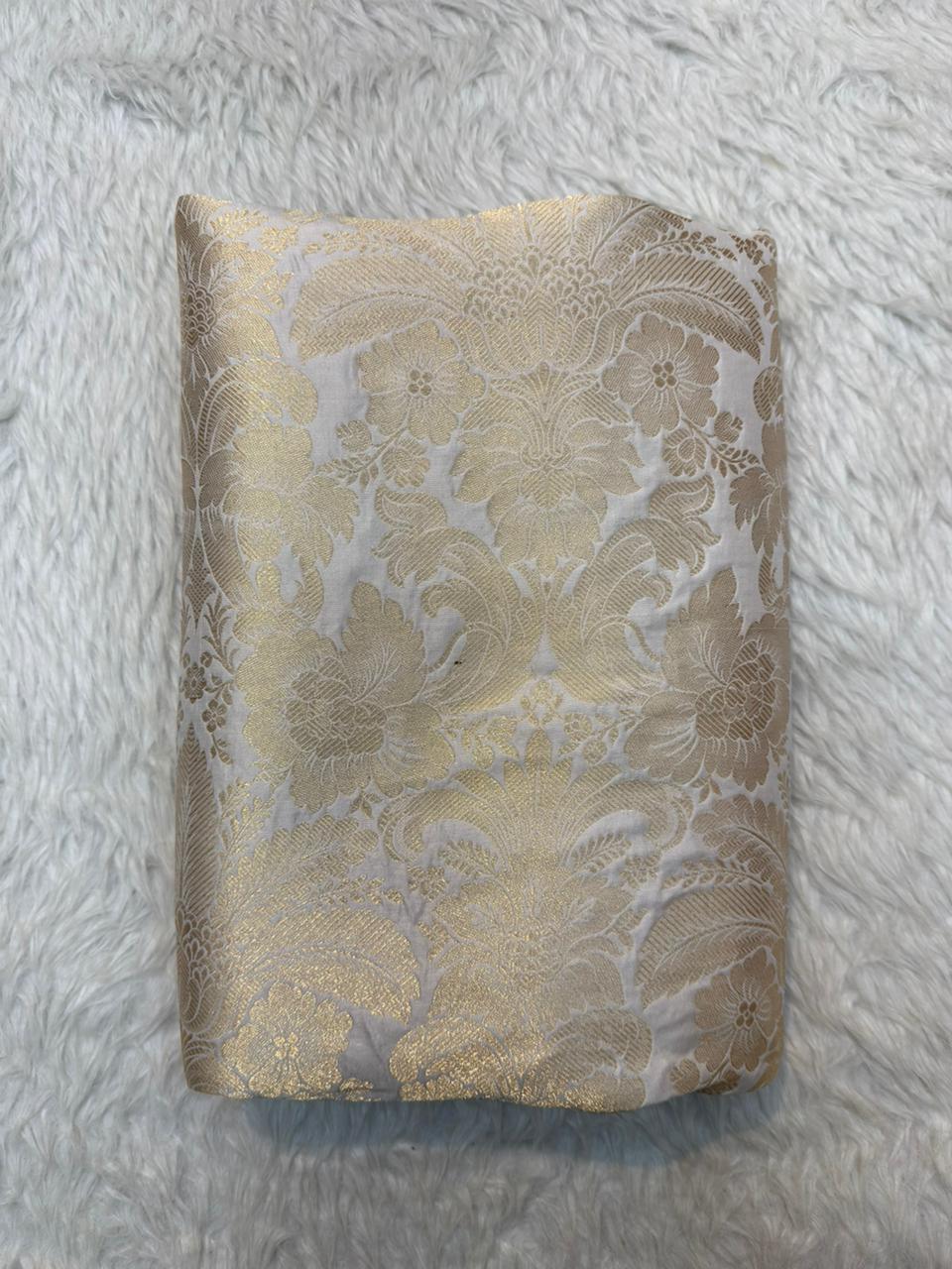 Pure Banarasi Brocade White Colour Fabrics