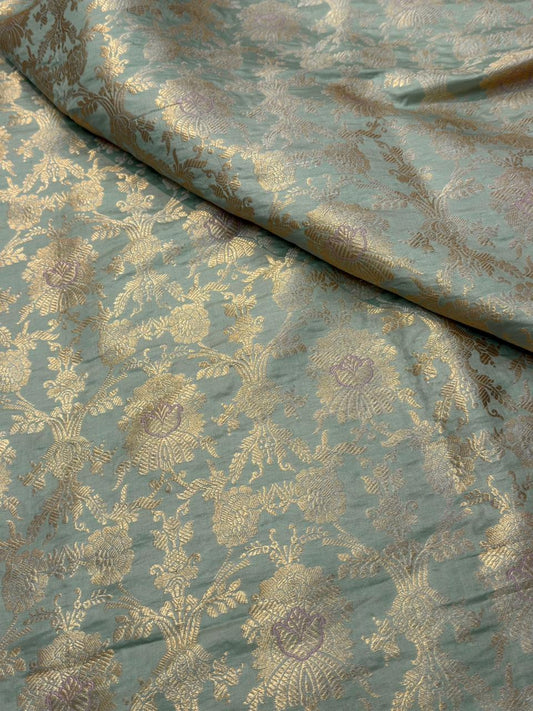 Pure Banarasi Brocade Sea Green Colour Fabrics