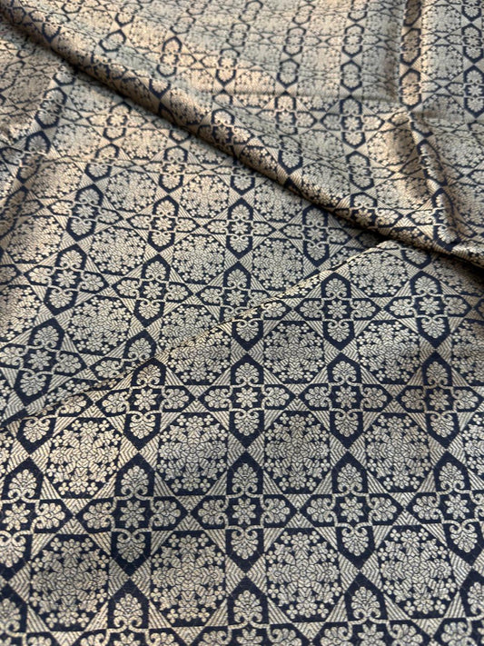 Pure Banarasi Brocade Black Colour Fabrics