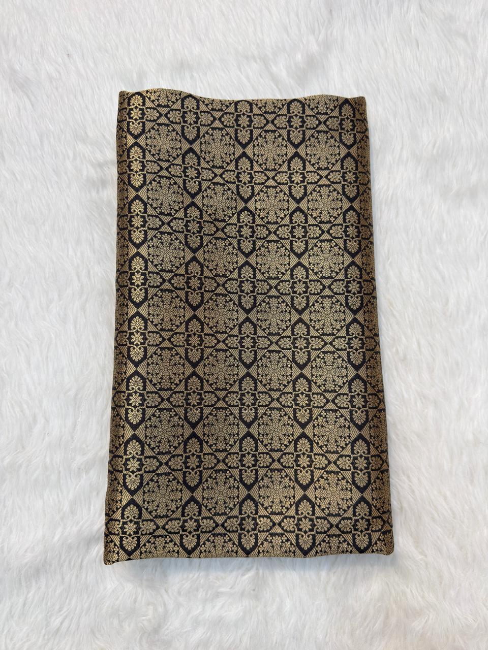 Pure Banarasi Brocade Black Colour Fabrics