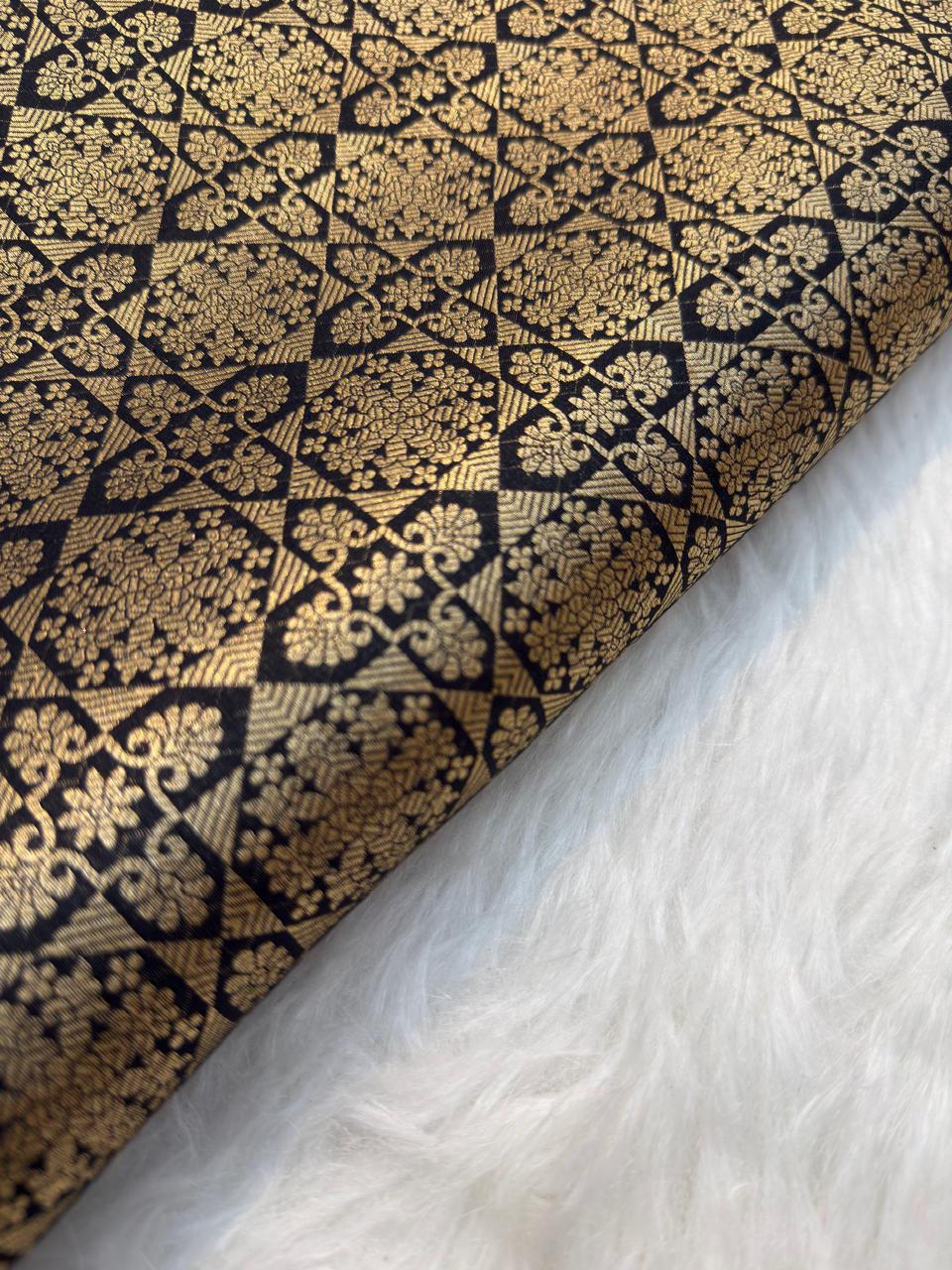 Pure Banarasi Brocade Black Colour Fabrics
