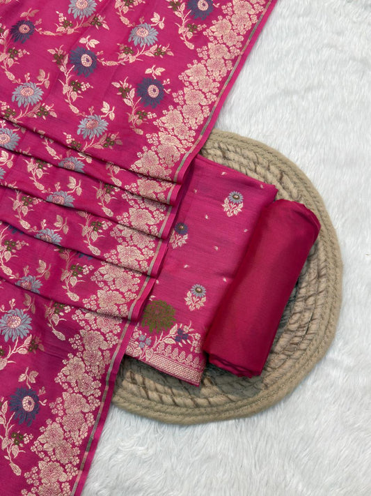 Pink Colour Pure Munga Silk Suit Set