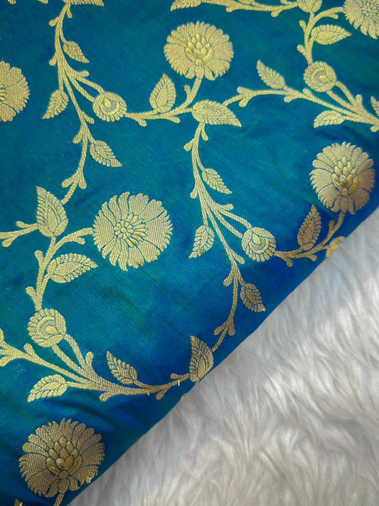 Handwoven Blue Colour Katan Silk Fabrics
