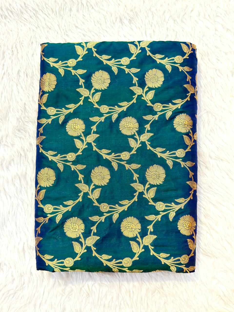 Handwoven Blue Colour Katan Silk Fabrics