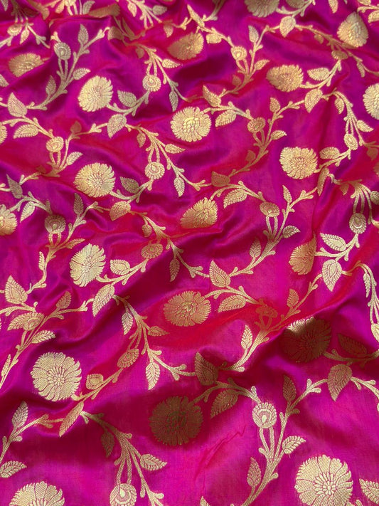 Handwoven Rani Pink Colour Katan Silk Fabrics
