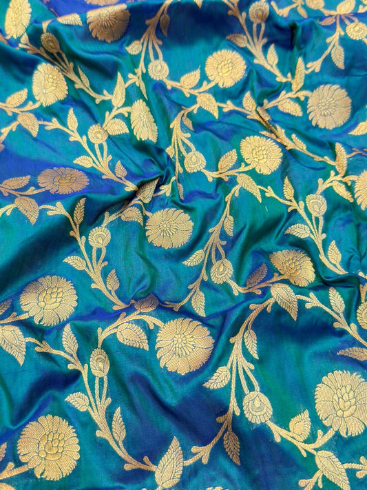 Handwoven Blue Colour Katan Silk Fabrics