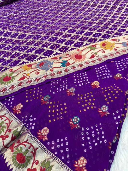 Pure Chiffon Purple Colour Suit Set