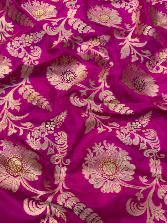 Pure Banarasi Brocade Rani Pink Colour Fabrics
