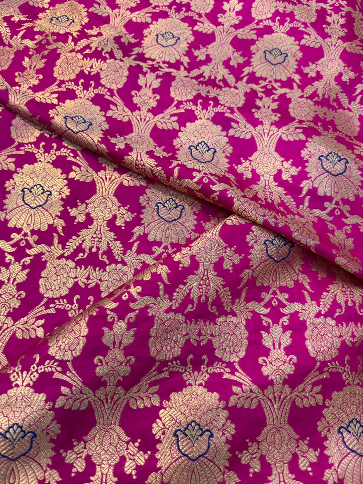 Pure Banarasi Brocade Rani Pink Colour Fabrics