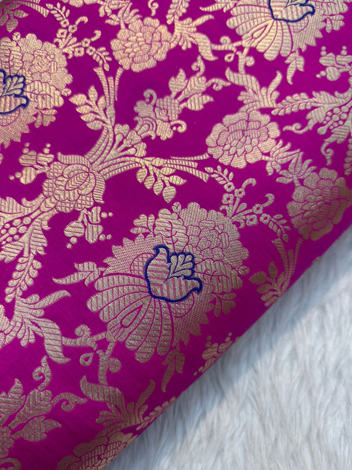 Pure Banarasi Brocade Rani Pink Colour Fabrics