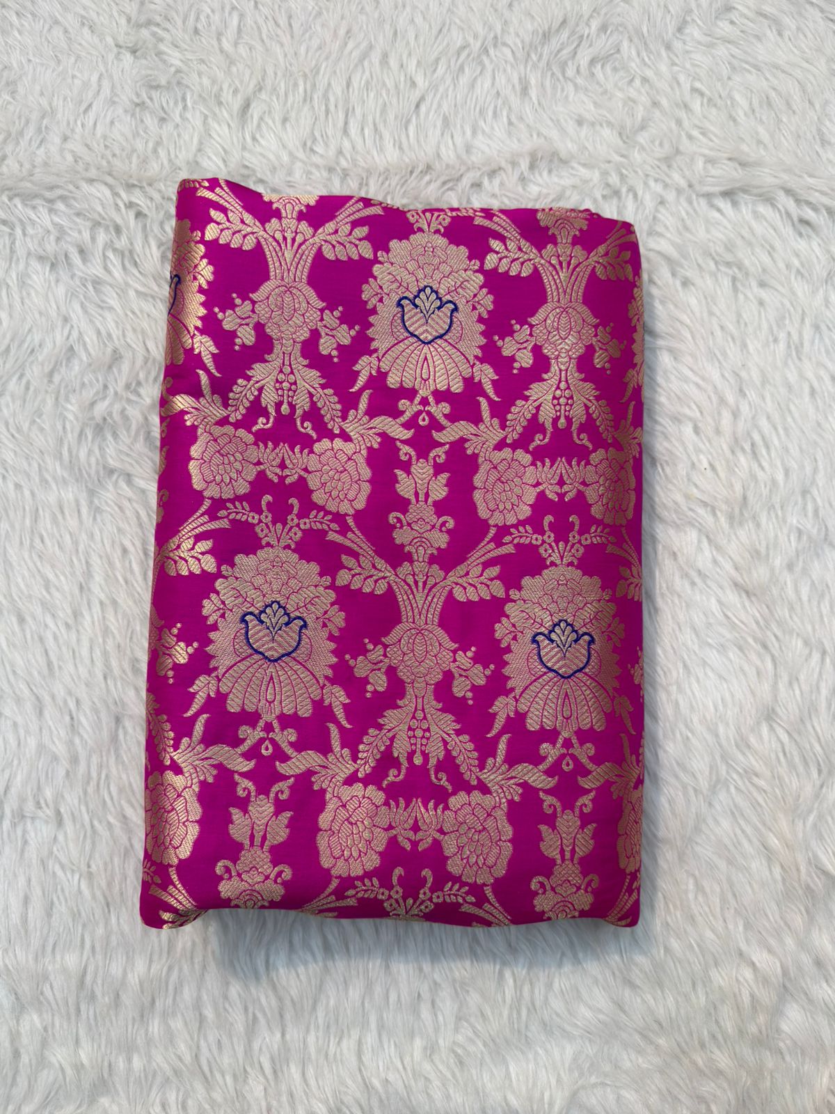 Pure Banarasi Brocade Rani Pink Colour Fabrics