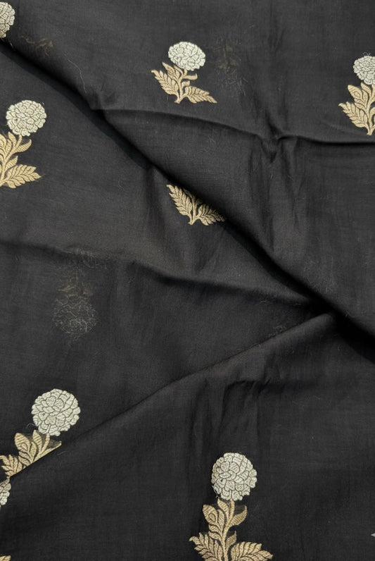Black Colour Cotton Silk Fabrics
