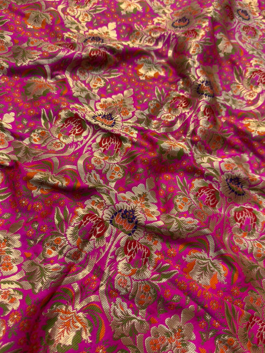 Rani Pink Colour Blended Brocade Fabrics