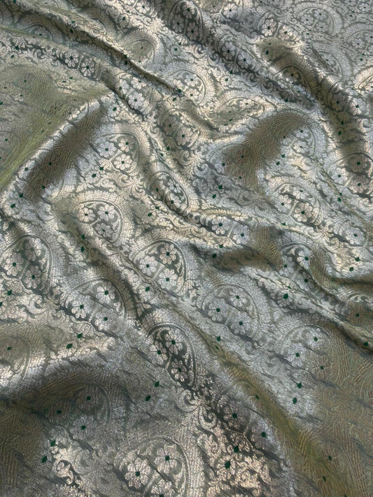 Sage Green Colour Blended Brocade Fabrics
