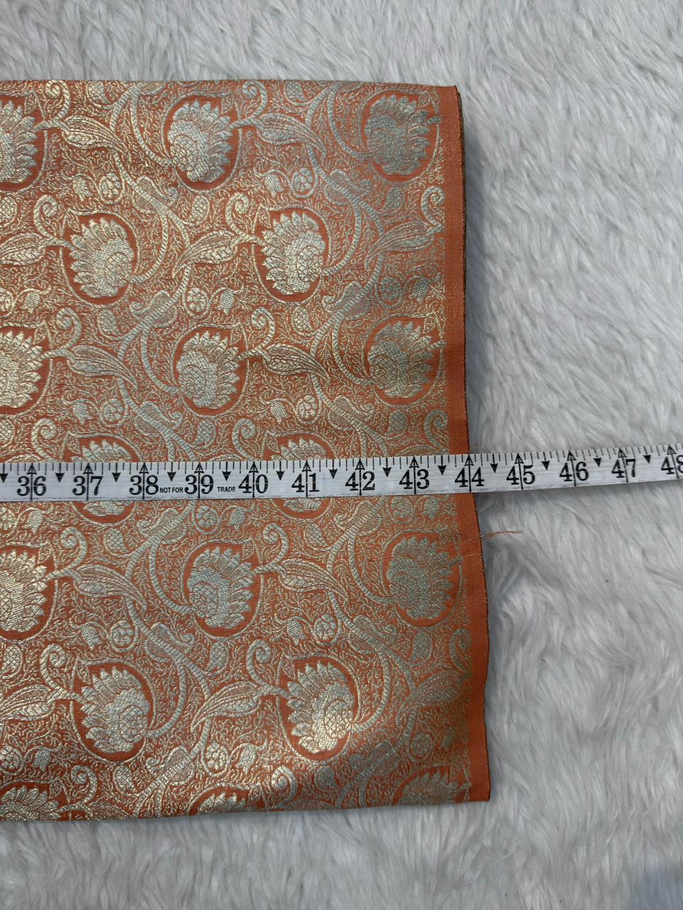 Orange Peach Colour Blended Brocade Fabrics