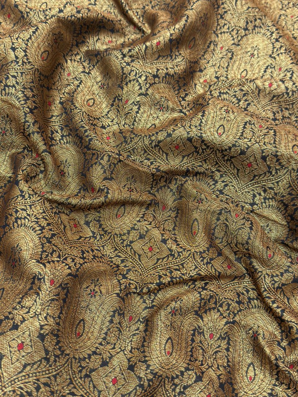 Black Colour Blended Brocade Fabrics