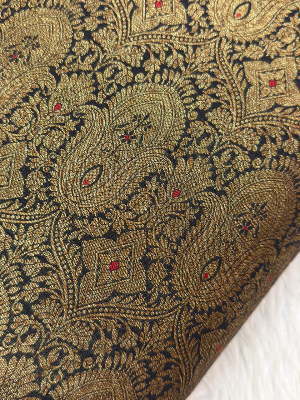 Black Colour Blended Brocade Fabrics