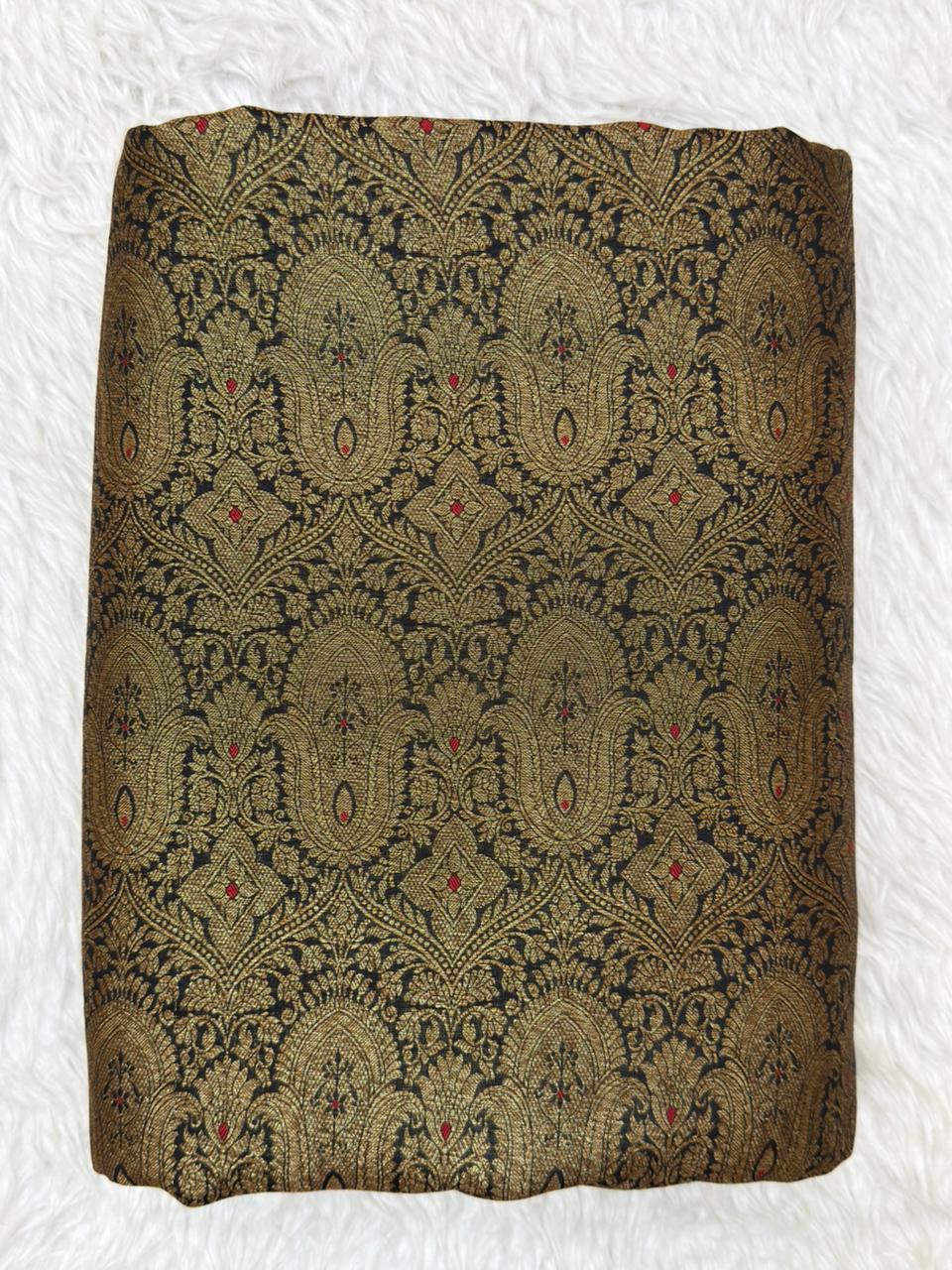 Black Colour Blended Brocade Fabrics