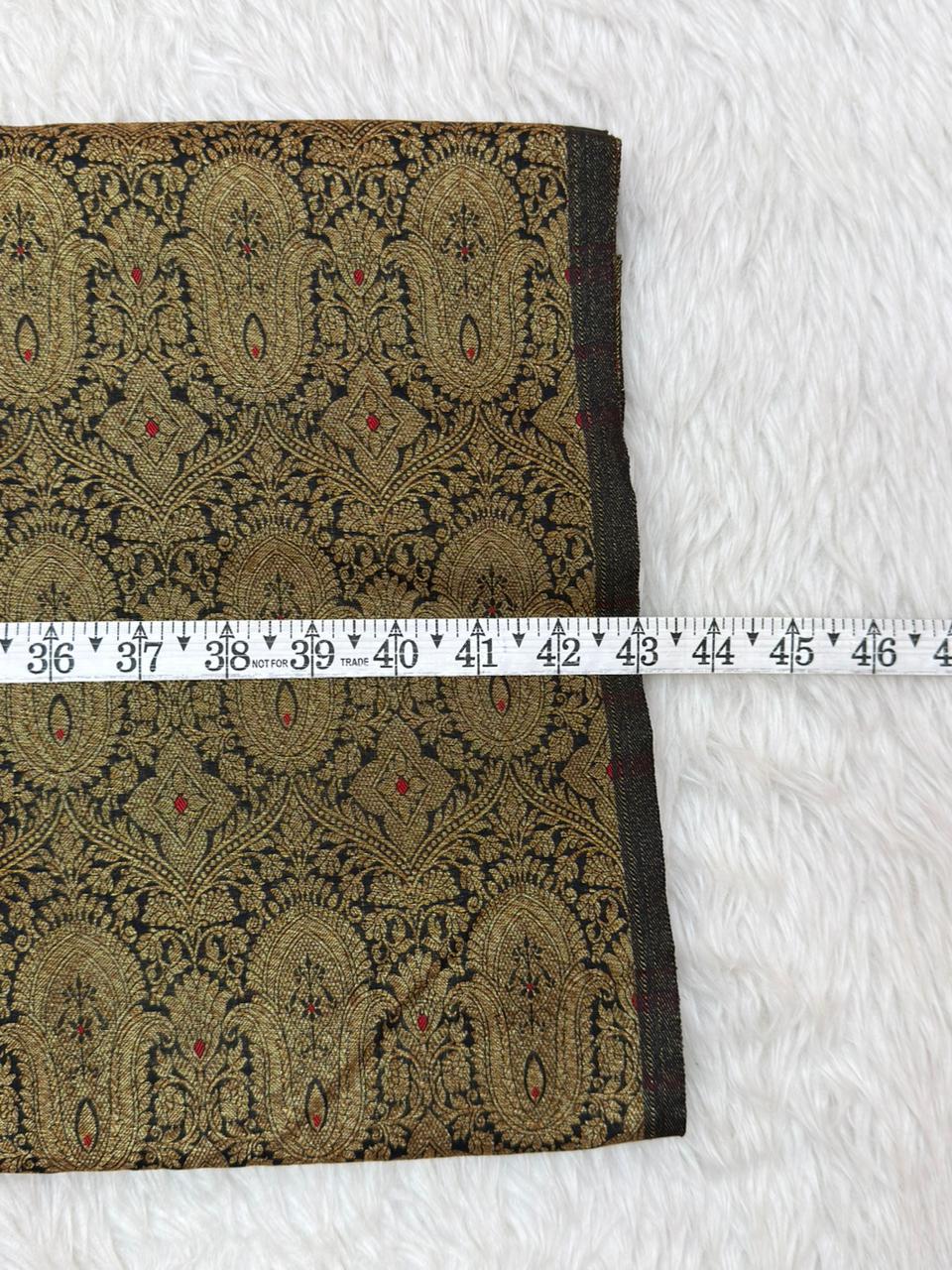 Black Colour Blended Brocade Fabrics