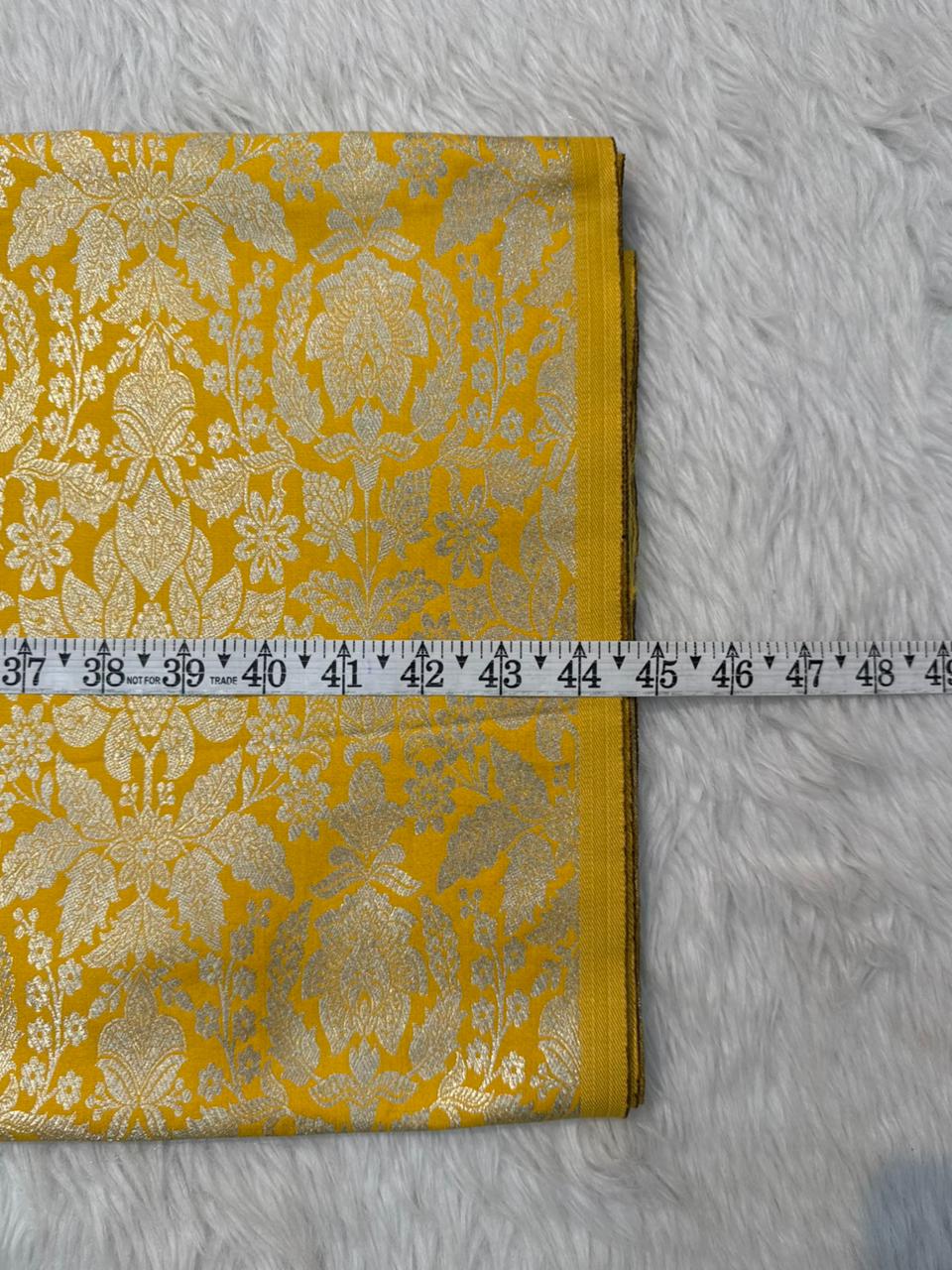 Yellow Colour Blended Brocade Fabrics