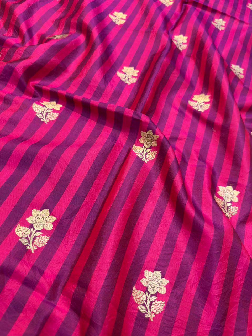 Handwoven Rani Pink Colour Katan Silk Fabrics