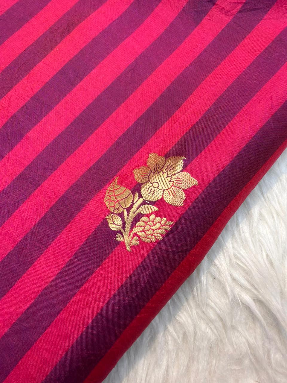 Handwoven Rani Pink Colour Katan Silk Fabrics