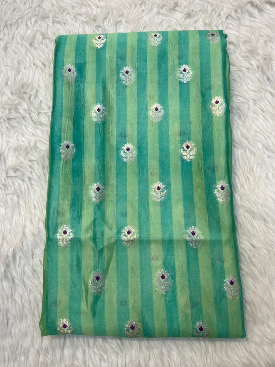 Green Colour Katan Silk Fabrics