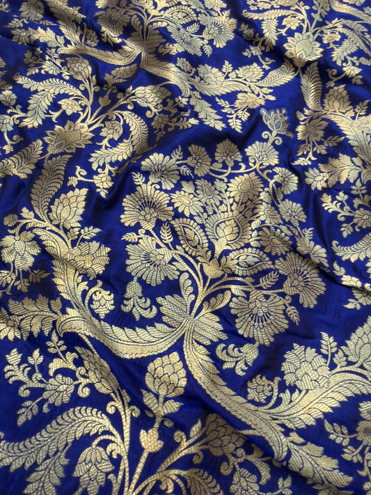 Pure Banarasi Brocade German Blue Colour Fabrics