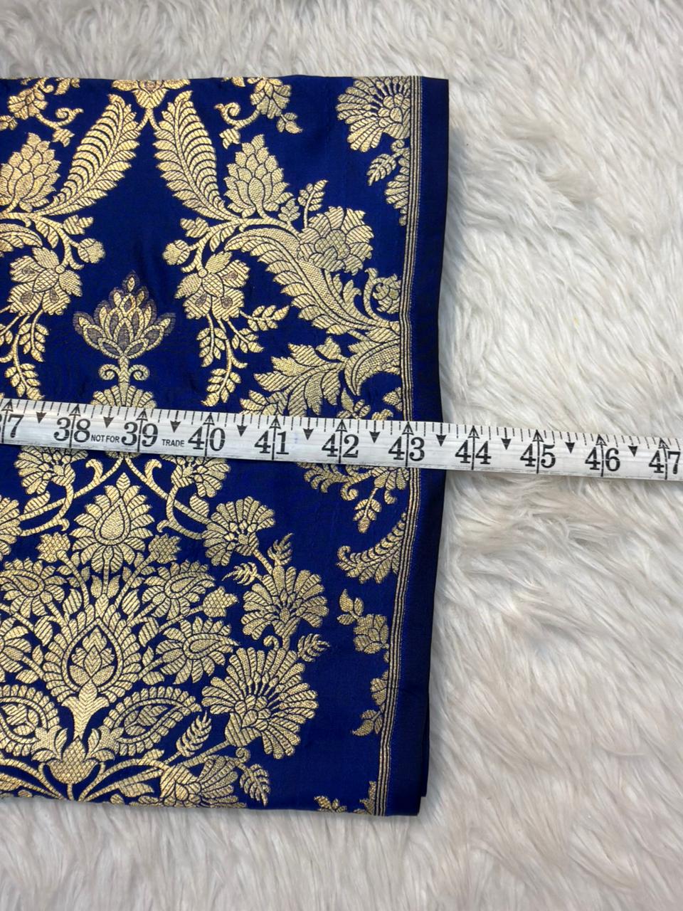 Pure Banarasi Brocade German Blue Colour Fabrics