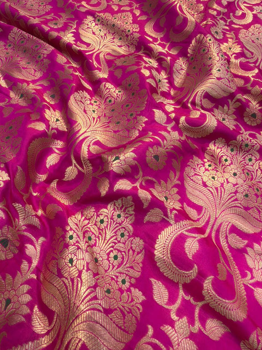 Pure Banarasi Brocade Rani Pink Colour Fabrics