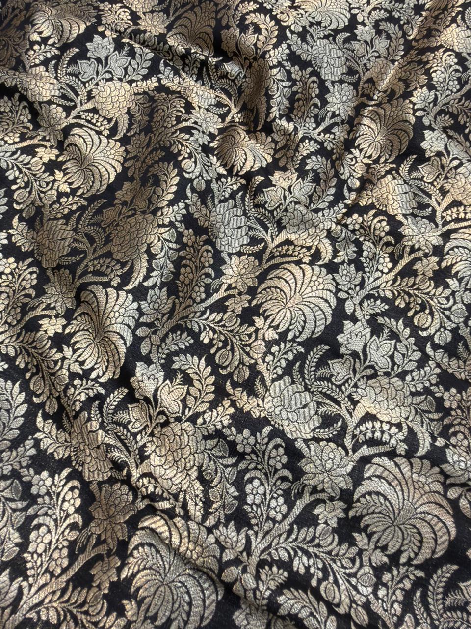 Pure Banarasi Brocade Black Colour Fabrics