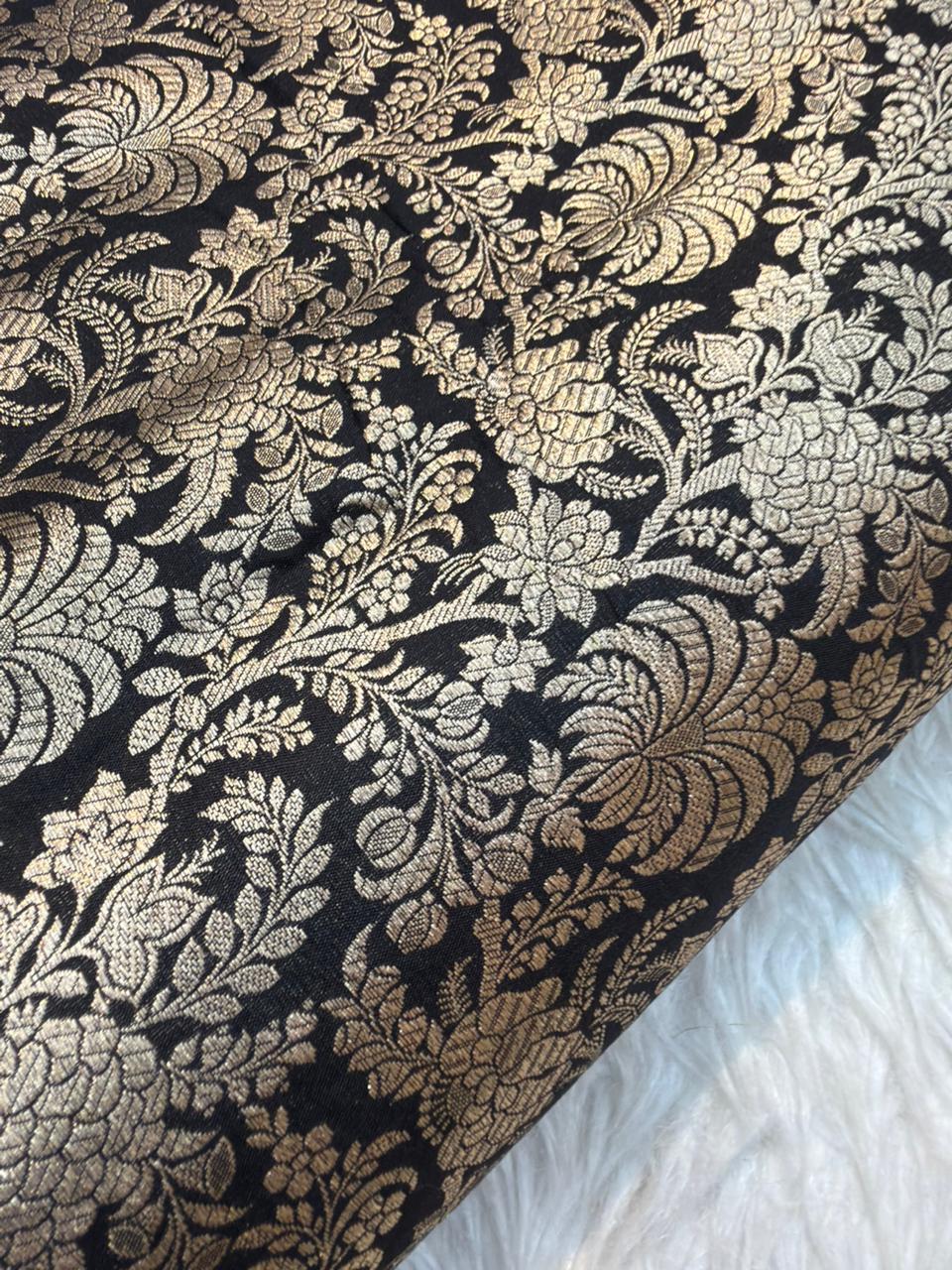 Pure Banarasi Brocade Black Colour Fabrics