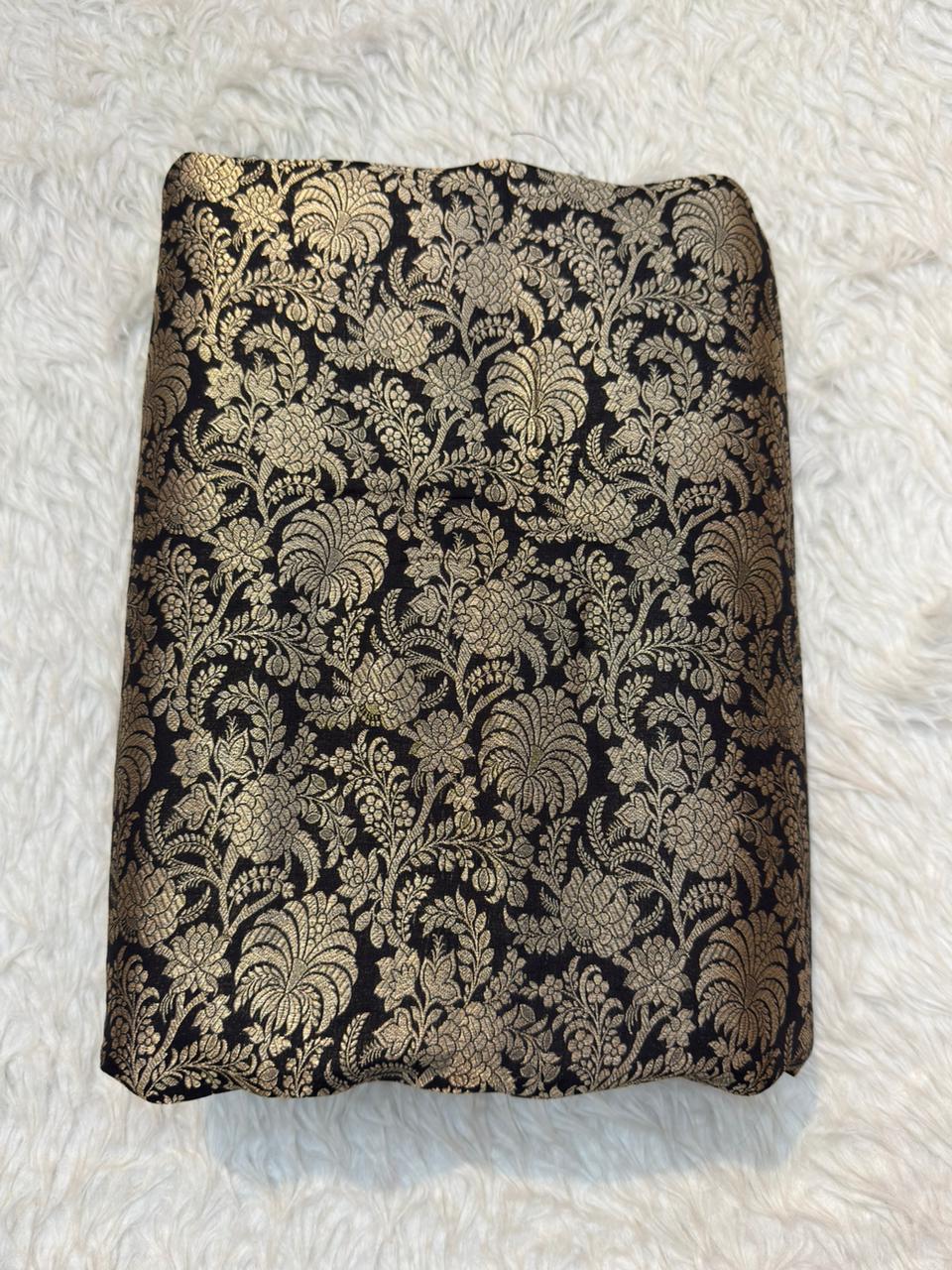 Pure Banarasi Brocade Black Colour Fabrics