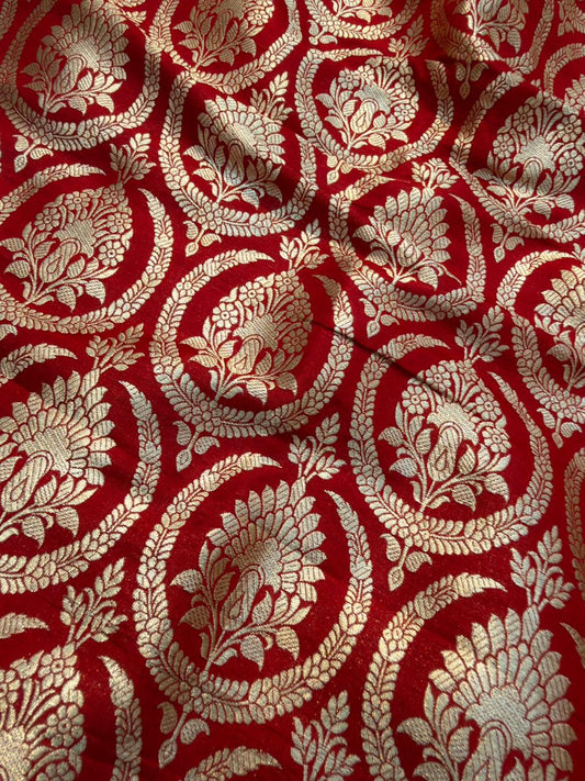 Pure Banarasi Brocade Red Colour Fabrics