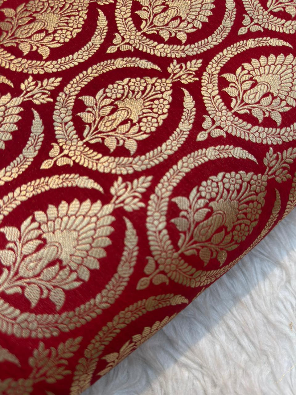 Pure Banarasi Brocade Red Colour Fabrics