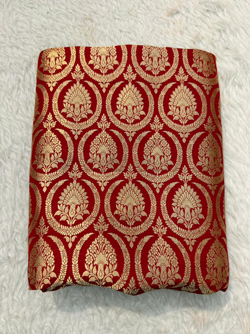 Pure Banarasi Brocade Red Colour Fabrics