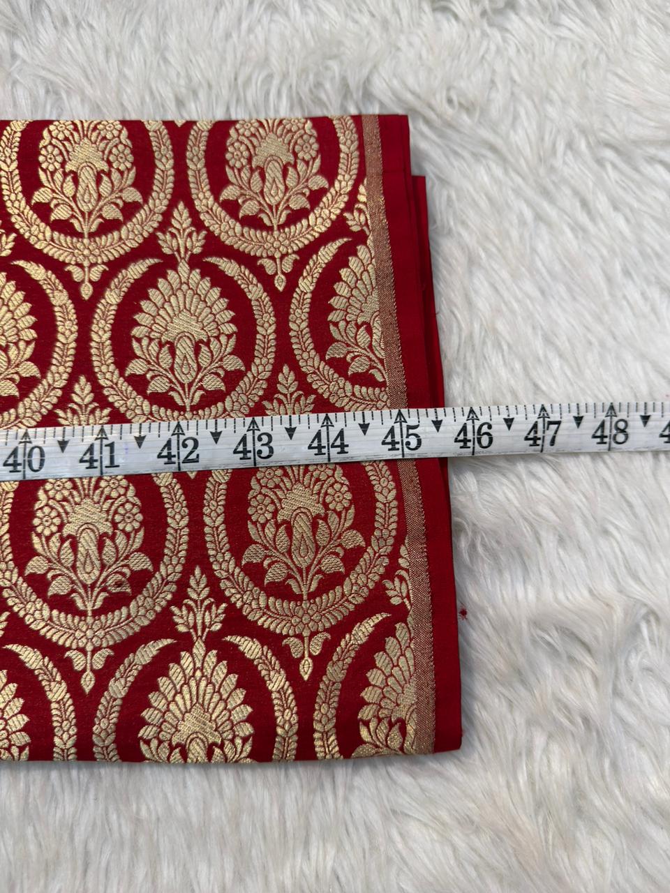 Pure Banarasi Brocade Red Colour Fabrics